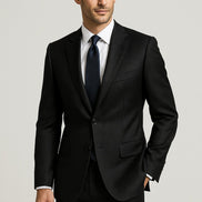 The Obsidian Black Executive | TORINO Super 130’s Superfine | Wool Rich Blend Suiting
