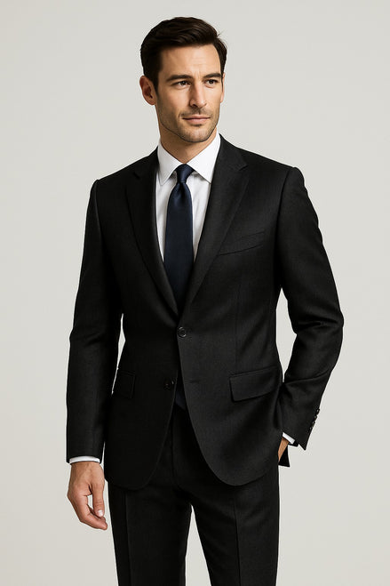 The Obsidian Black Executive | TORINO Super 130’s Superfine | Wool Rich Blend Suiting