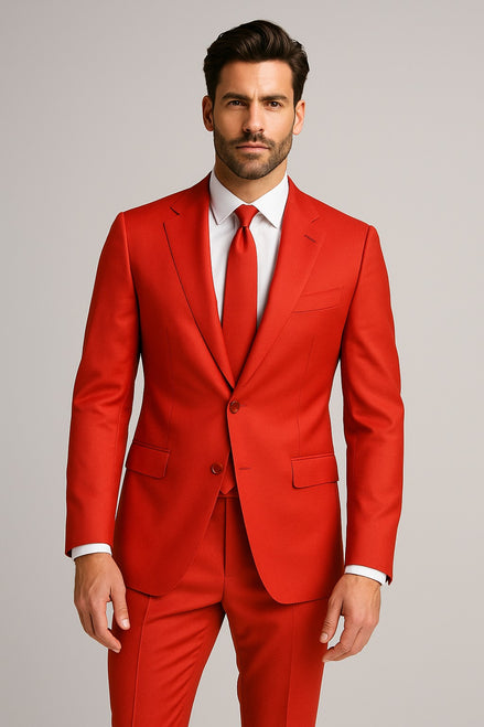 The Crimson Authority | Solid Red Twill | Superfine 120's Pure Merino Fabric