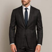 The Carbon Cross | Architectural Windowpane | Superfine 120's  Pure Merino  Fabric