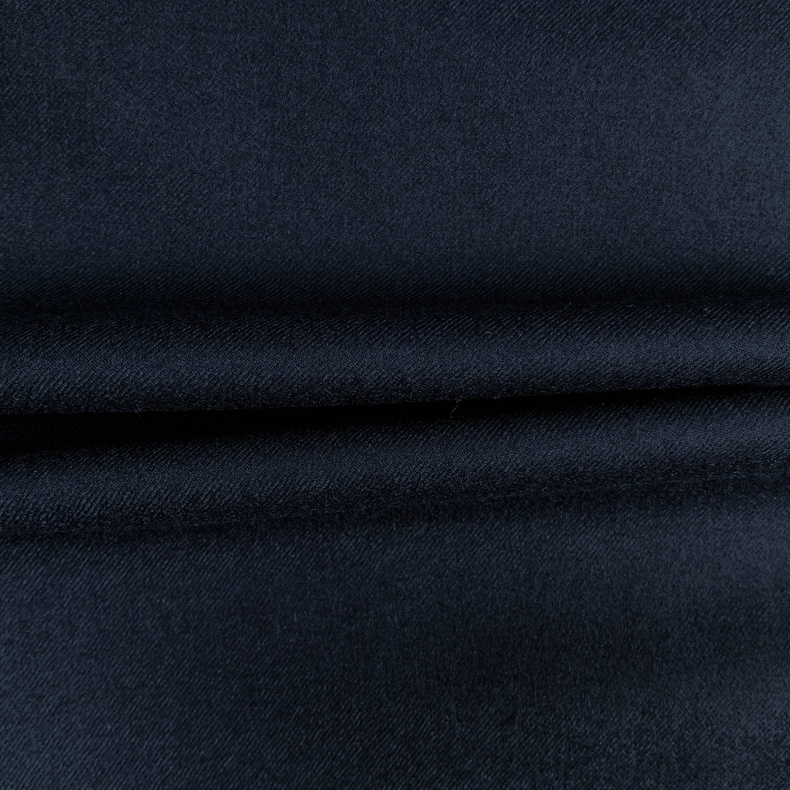 The Midnight Navy Twill | Super 120’s Wool & Cashmere Flannel Fabric