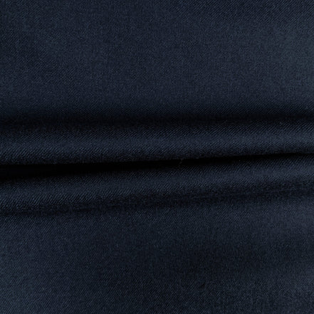 The Midnight Navy Twill | Super 120’s Wool & Cashmere Flannel Fabric