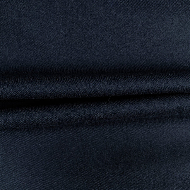 The Midnight Navy Twill | Super 120’s Wool & Cashmere Flannel Fabric