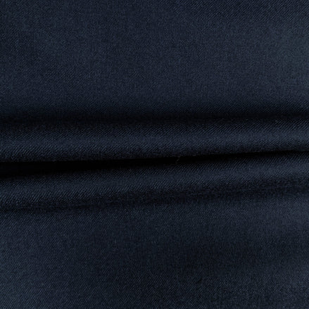 The Midnight Navy Twill | Super 120’s Wool & Cashmere Flannel Fabric