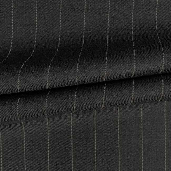 The Banker | Grey & Silver Bold Chalk  Stripe | Superfine 120's Pure Merino Fabric