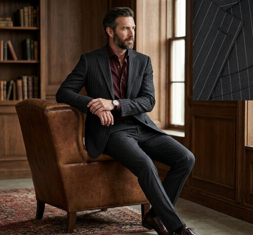 The Banker | Chalk Stripe | Super 120's | Woolmark Certified | Luxury Gift Boxed