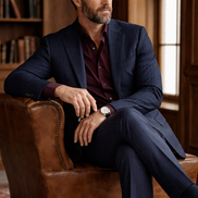 The Carbon | Chalk Stripe | Super 120's | Woolmark Certified | Luxury Gift Boxed