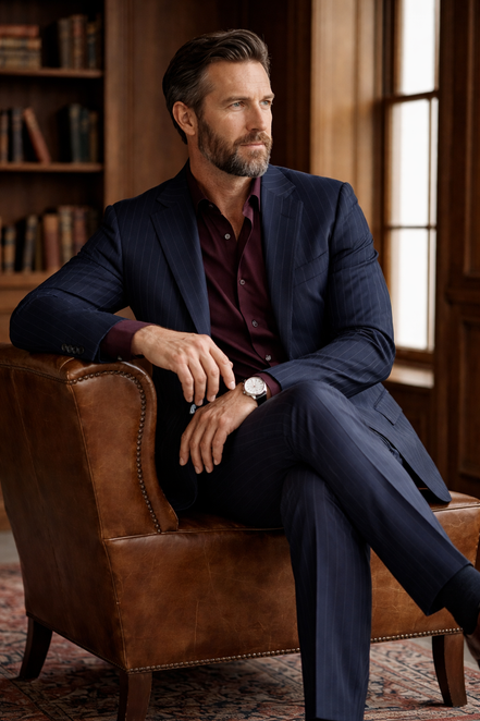The Carbon | Chalk Stripe | Super 120's | Woolmark Certified | Luxury Gift Boxed