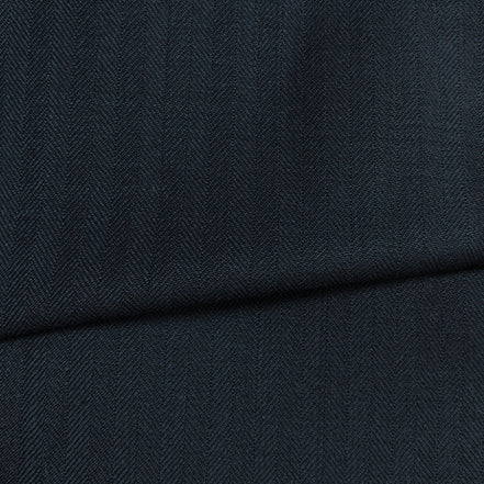 The Deep Sea Herringbone | Navy Chevron Weave | Superfine 120's Fabric