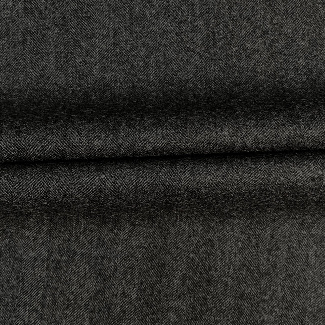 The Silver Chevron | Brushed Heritage Herringbone | Superfine Wool & Cashmere Flannel Fabric