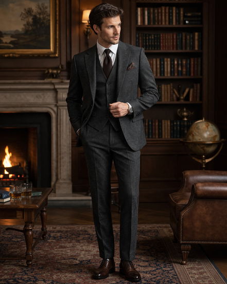 The Caramel | Herringbone | Super 120's | Woolmark Certified | Luxury Gift Boxed