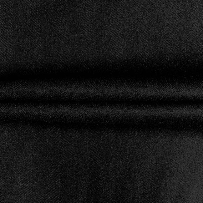 The Charcoal Estate | Brushed Heritage Herringbone | Superfine Wool & Cashmere Flannel Fabric