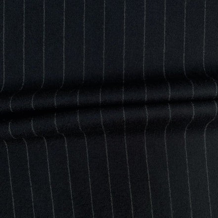 The Graphite Pinstripe | Brushed Fine Twill | Superfine Wool & Cashmere Flannel Fabric