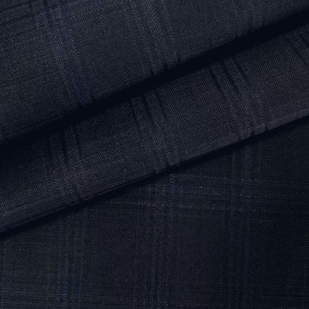 The Twilight Chevron | Windowpane Navy Check | Superfine 120's Pure Merino Fabric