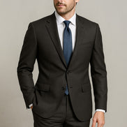 The Obsidian Charcoal Grey   | Heritage Glen Plaid | Superfine 130's Wool Rice Fabric