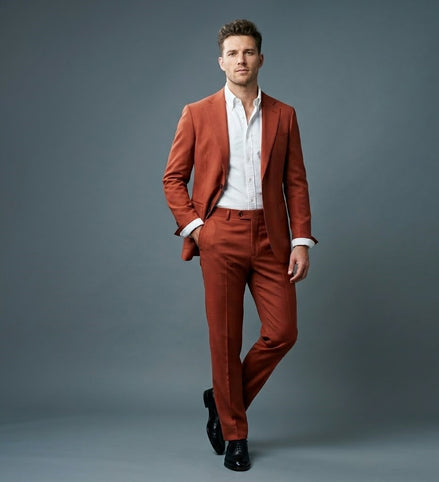 The Terracotta | Solid Twill | Super 110's | Woolmark Certified | Luxury Gift Boxed
