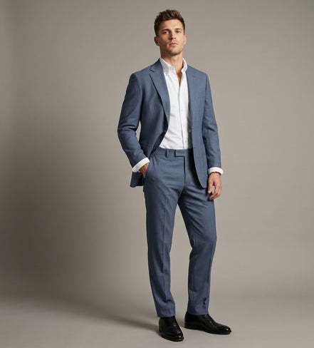 The Steel Blue | Solid Twill | Super 110's | Woolmark Certified | Luxury Gift Boxed