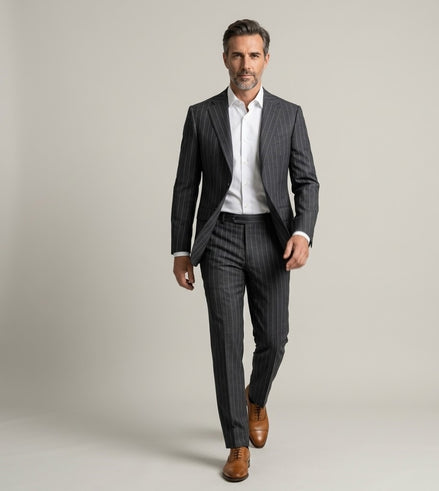 The Ash | Chalk Stripe | Super 120's | Woolmark Certified | Luxury Gift Boxed