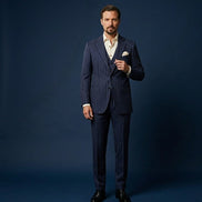 The Maritime Dark | Chalk Stripe | Super 120's | Woolmark Certified | Luxury Gift Boxed