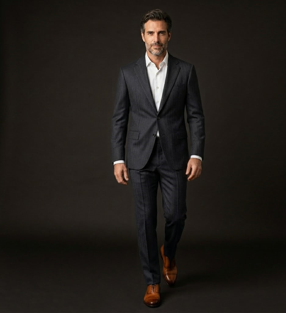 The Midnight | Plain Textured | Super 110's | Woolmark Certified | Luxury Gift Boxed