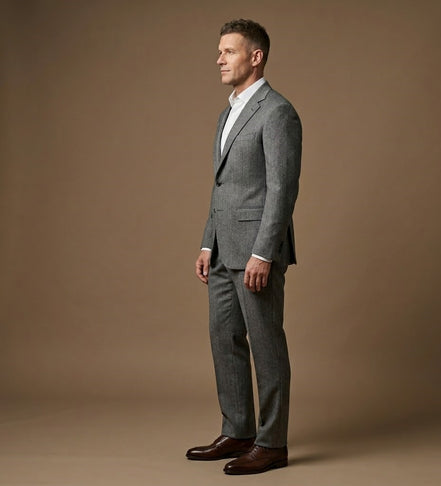 The Pewter | Houndstooth | Super 120's | Woolmark Certified | Luxury Gift Boxed