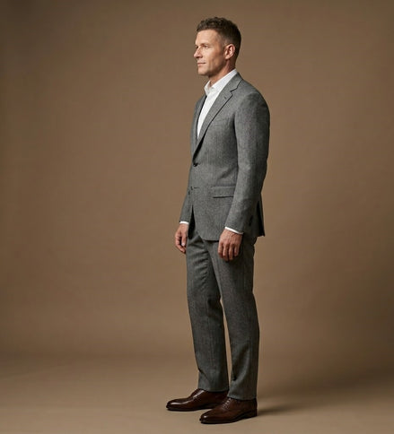 The Pewter | Houndstooth | Super 120's | Woolmark Certified | Luxury Gift Boxed