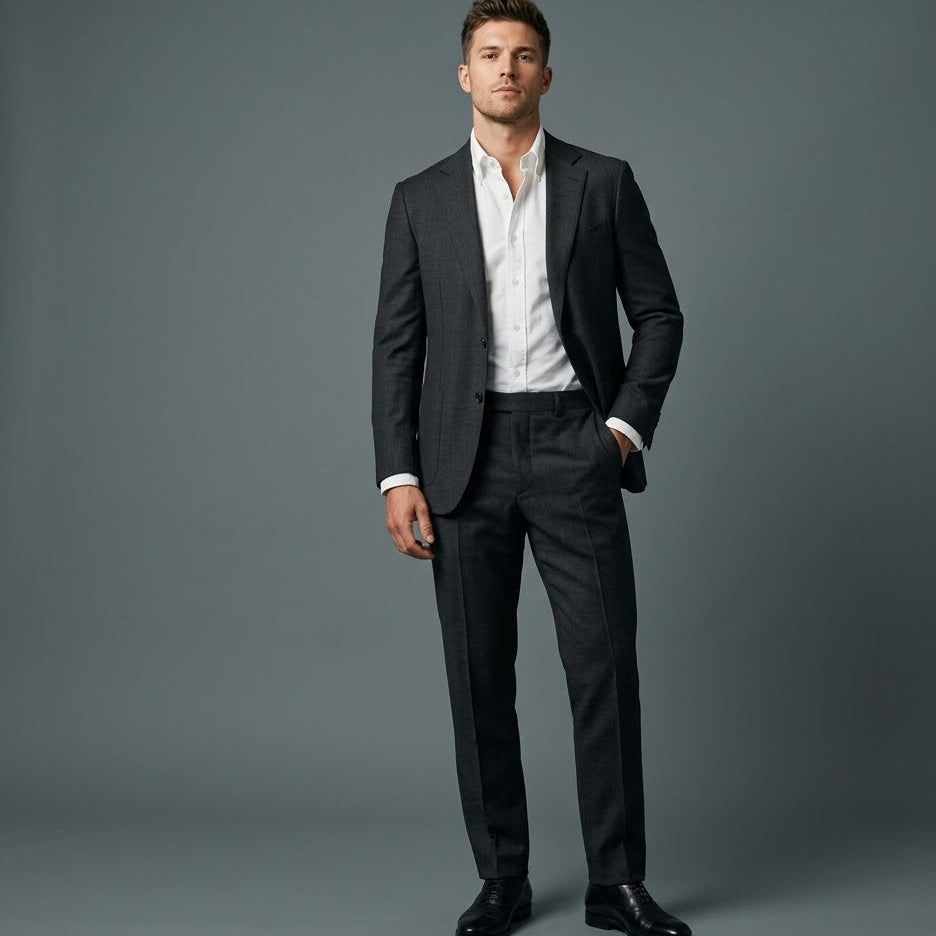 The Anthracite | Plain Textured | Super 110's | Woolmark Certified | Luxury Gift Boxed