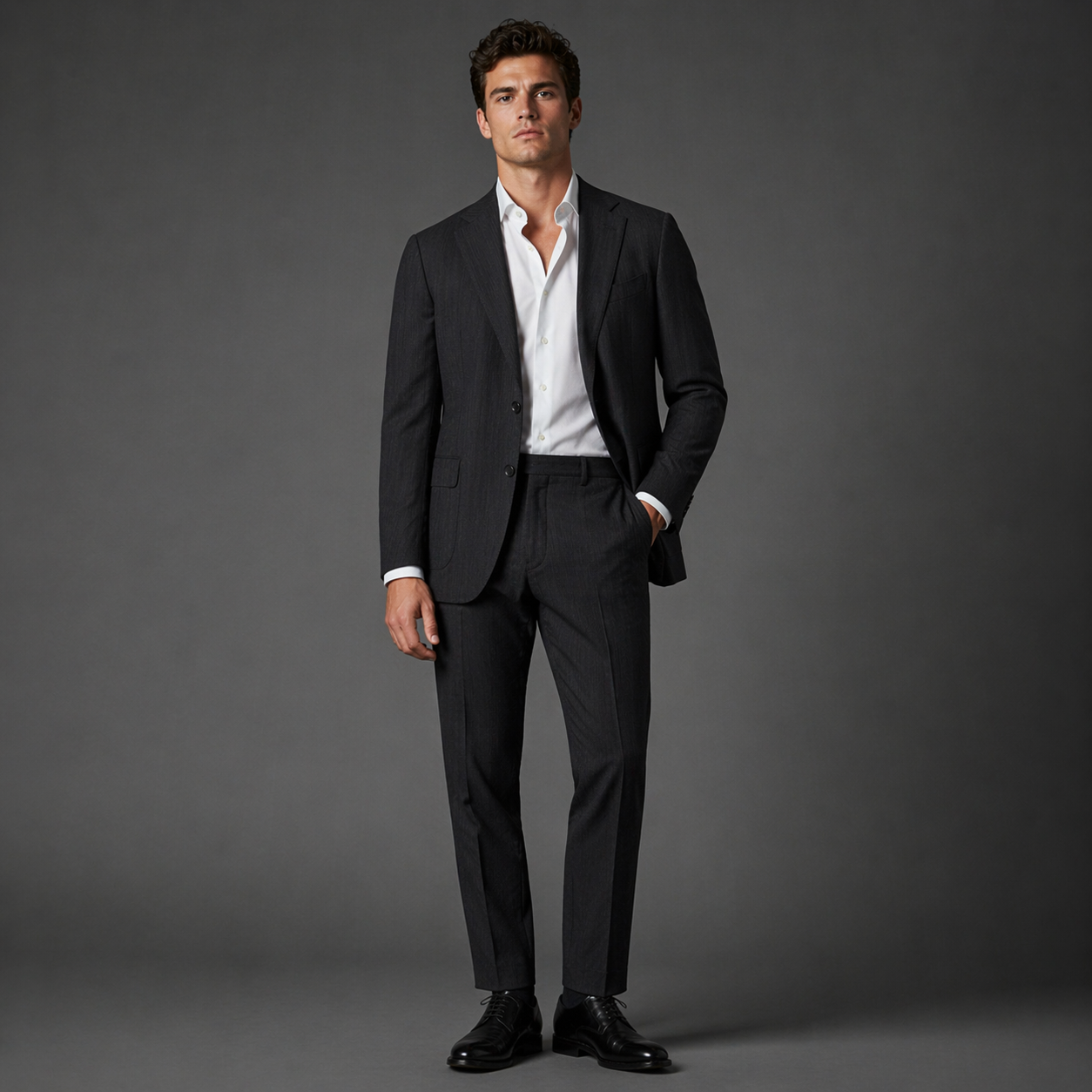 The Chevron Navy | Herringbone Stripe | Super 110's | Woolmark Certified | Luxury Gift Boxed