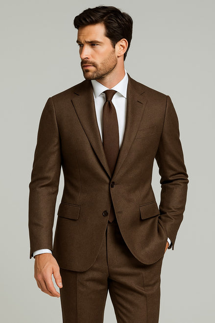 Super 120’s Wool & Cashmere Flannel Jacketing Fabric – Warm Walnut Brown – Luxury Gift Box