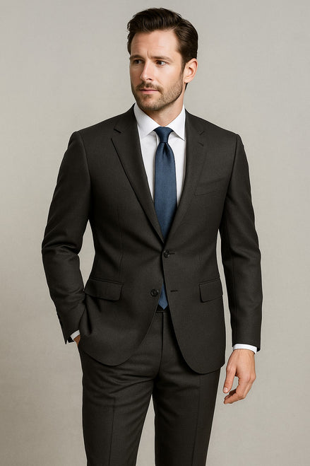 The Obsidian Charcoal Grey   | Heritage Glen Plaid | Superfine 130's Wool Rice Fabric