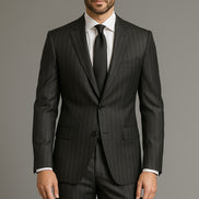 The Banker | Grey & Silver Bold Chalk  Stripe | Superfine 120's Pure Merino Fabric