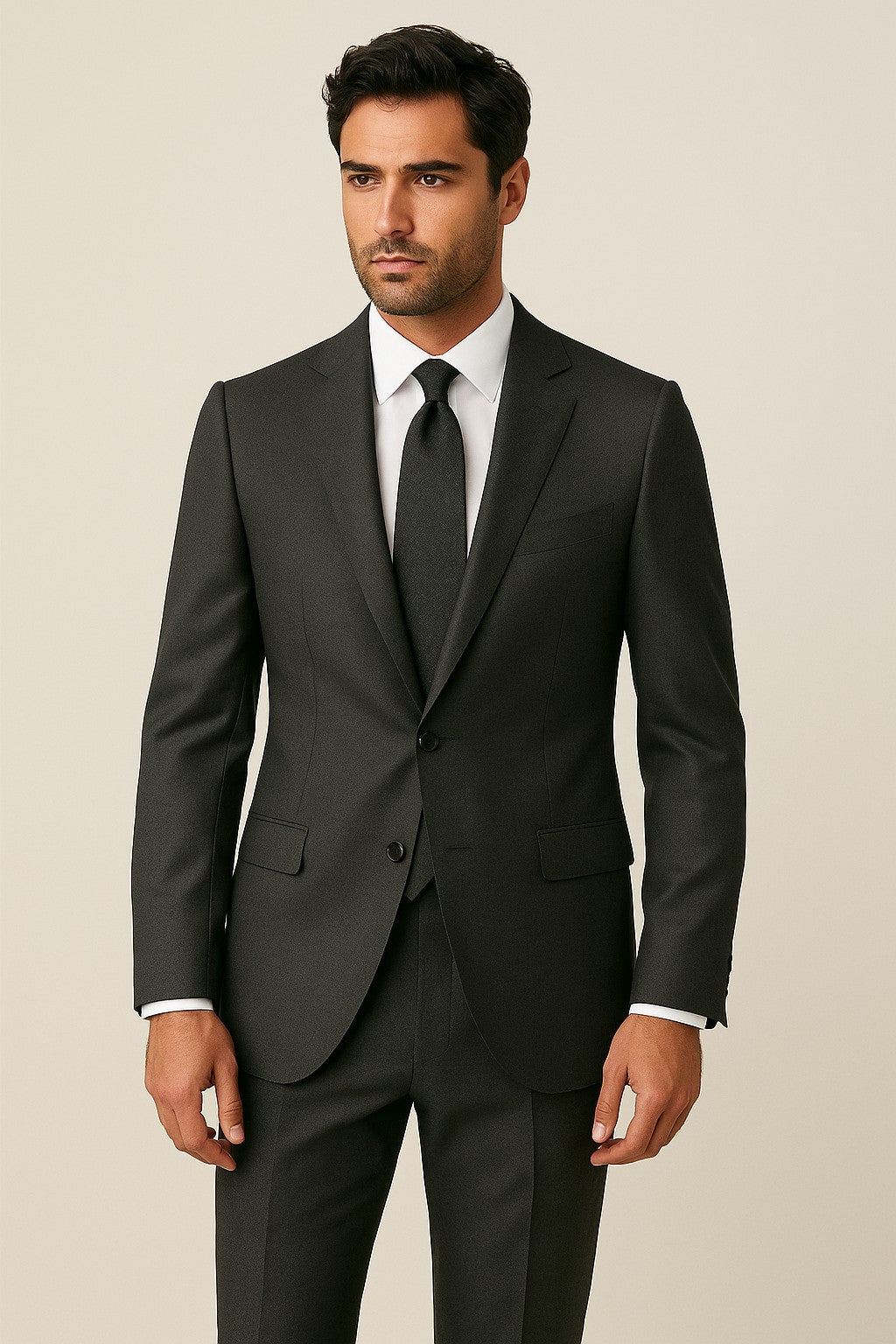 The Carbon Graphite | Solid Sharkskin | Superfine 120's  Pure Merino  Fabric