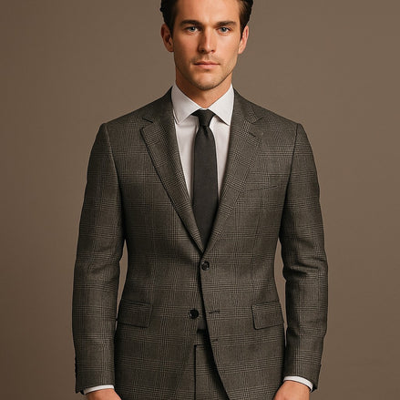 The Midnight Shadow | Graphite Glen Plaid | Superfine Pure Merino 120's Fabric