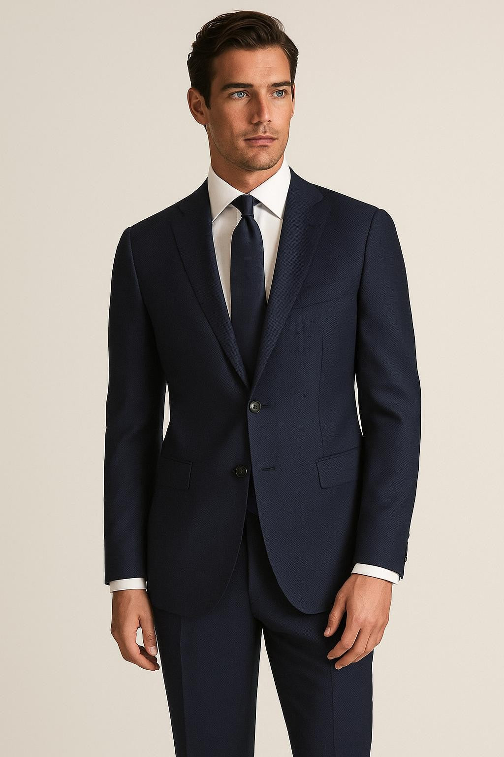 The Azure Birdseye | Superfine 120's Pure Merino Fabric