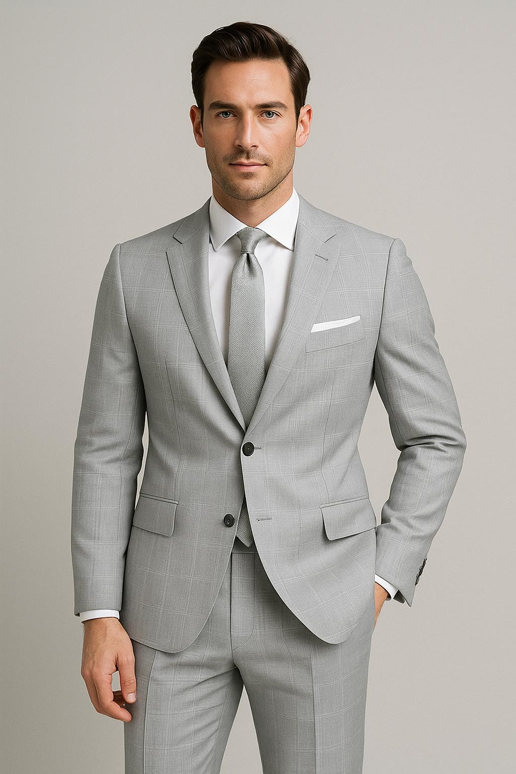 The Sterling Grid | Precision Linear Twill | Superfine 120's Merino Wool-Lycra Suiting