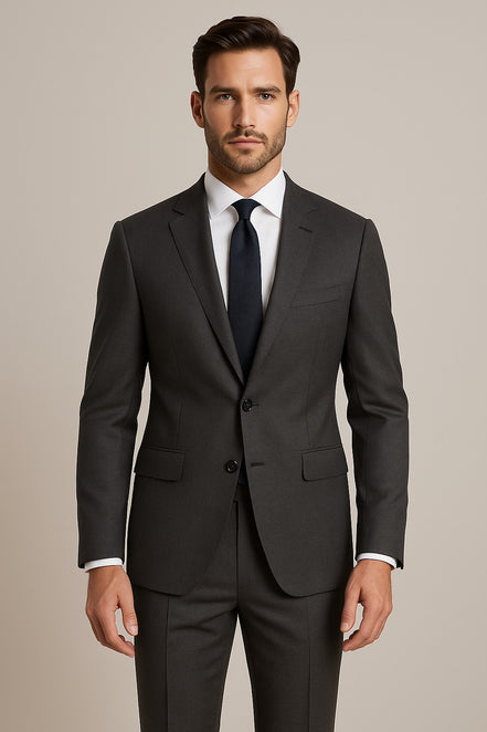 The Iron Charcoal Grey  | Precision Linear Twill | Superfine 120's Merino Wool-Lycra Suiting