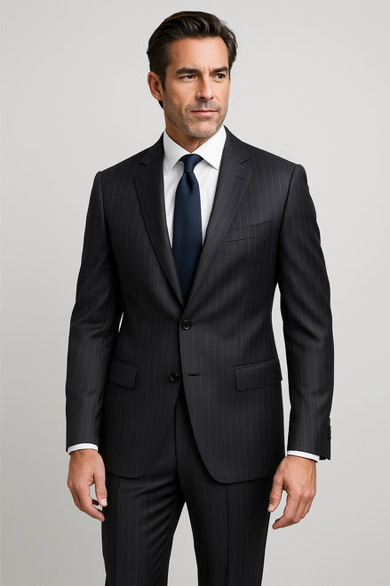 The Earth Pinstripe | Linear Twill | Superfine 120's Wool Blend Suiting