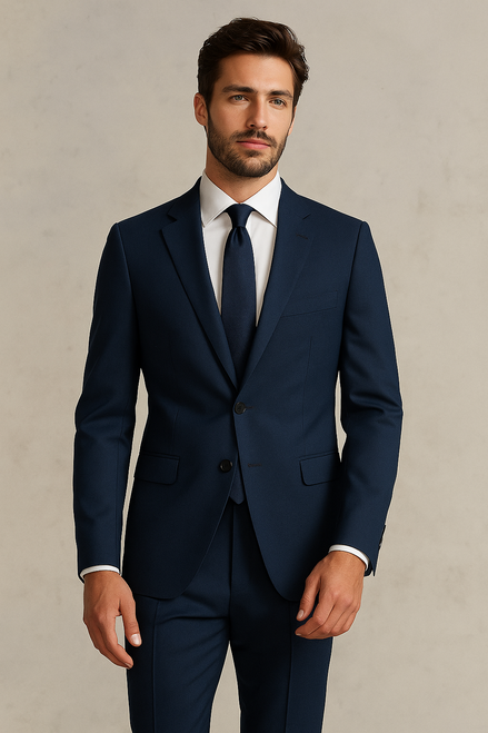 The Royal Azure | Solid Sharkskin | Superfine 120's Pure Merino Fabric