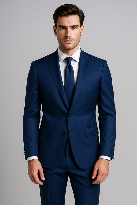 The Essential Midnight | Linear Twill | Superfine 120's Merino Wool-Lycra Suiting