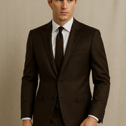 The Dark Brown Modernist | Precision Micro-Birdseye | Superfine 120's Merino Wool-Lycra Suiting