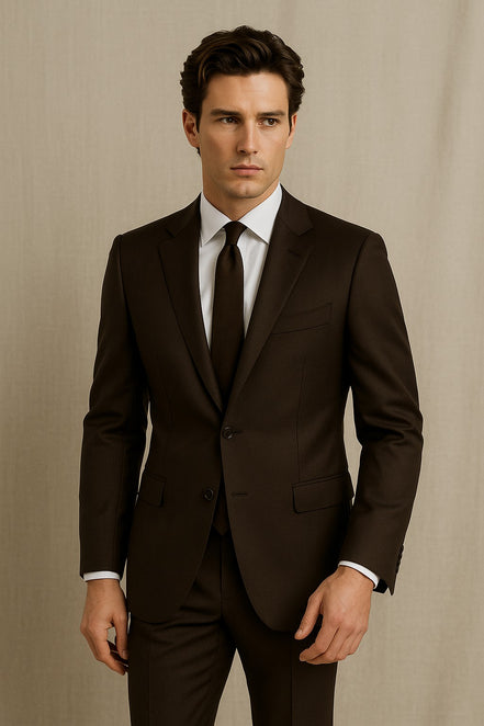 The Dark Brown Modernist | Precision Micro-Birdseye | Superfine 120's Merino Wool-Lycra Suiting