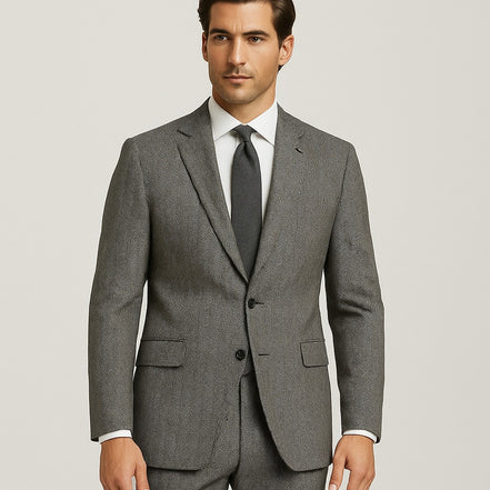 The Graphite Grey Herringbone | TORINO Super 130’s Superfine Wool Rich Suiting