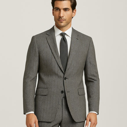 The Graphite Grey Herringbone | TORINO Super 130’s Superfine Wool Rich Suiting
