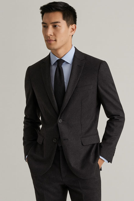 The Chevron Grey | Herringbone | Super 120's | Woolmark Certified | Luxury Gift Boxed