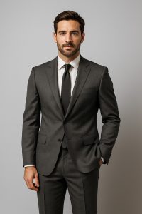 The Carbon | Graphite Sharkskin | Superfine 130's Wool Rich Fabric