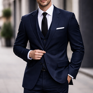 The Navy Elite | Heritage Glen Twill |130’s Superfine Wool Rice Suiting