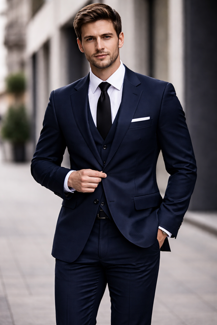 The Navy Elite | Heritage Glen Twill |130’s Superfine Wool Rice Suiting