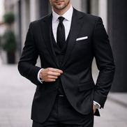 The Black Executive | Heritage Elegant Twill |Super 130’s Superfine Wool Rice Suiting