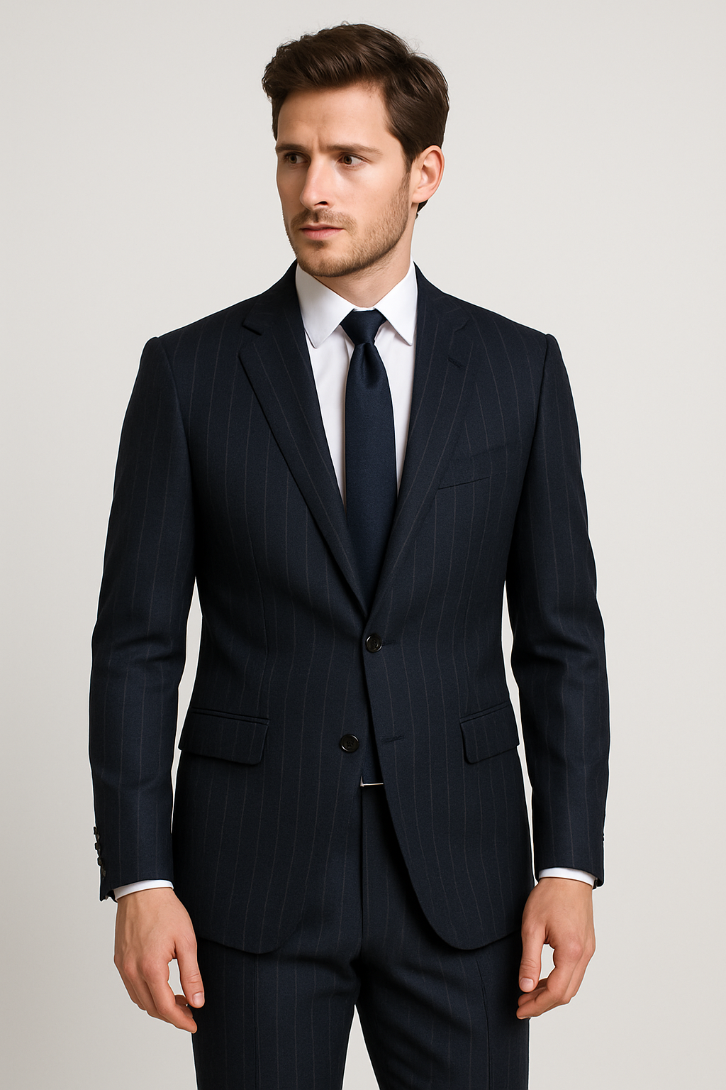 The Graphite Pinstripe | Brushed Fine Twill | Superfine Wool & Cashmere Flannel Fabric