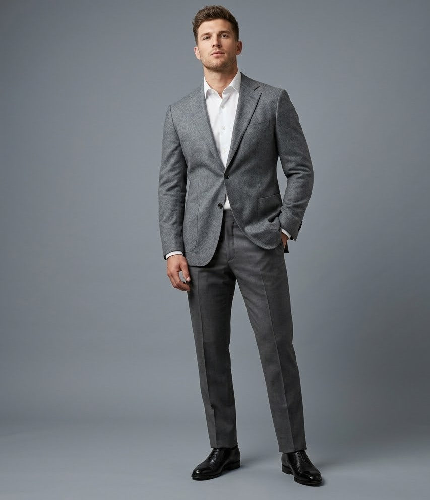 The Silver | Flannel Twill | Super 120's | Woolmark Certified | Luxury Gift Boxed